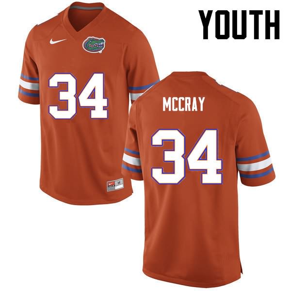 Youth NCAA Florida Gators Lerentee McCray #34 Stitched Authentic Nike Orange College Football Jersey SNO1265YX